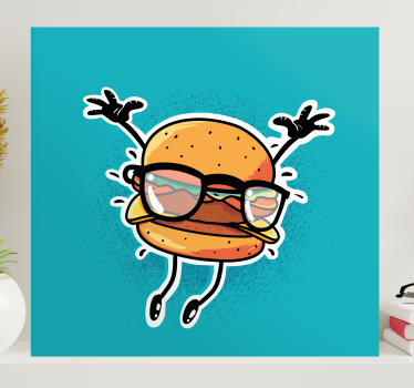 Dipinto con testo personaggio hamburger felice - TenStickers