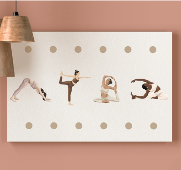 Dipinto con testo sequenza di pose yoga - TenStickers
