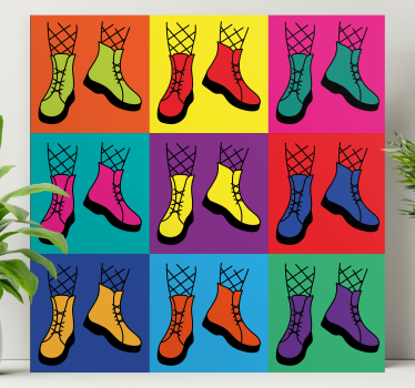 Dipinto con testo stivali colorati con lacci - TenStickers