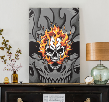 Dipinto con testo teschio con fiamme - TenStickers