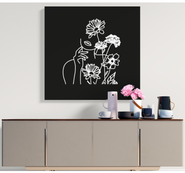Dipinto con fiori design floreale minimalista femminile - TenStickers