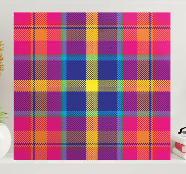 Dipinto geometrico motivo a scacchi colorato - TenStickers