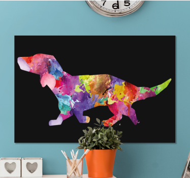Quadro moderno Cane colorato quadro in nero - TenStickers