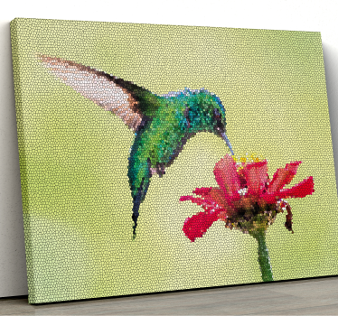 Quadro con colibrì e fiore effetto pixel - TenStickers