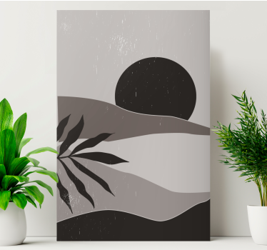 Dipinto astratto paesaggio tramonto grigio - TenStickers