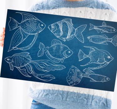 Quadro con diversi tipi di pesci - TenStickers