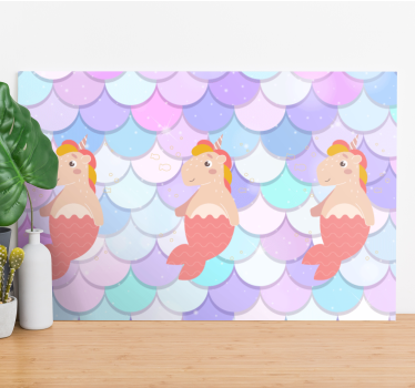 Quadro per bambini Sirene unicorno con squame di pesce - TenStickers