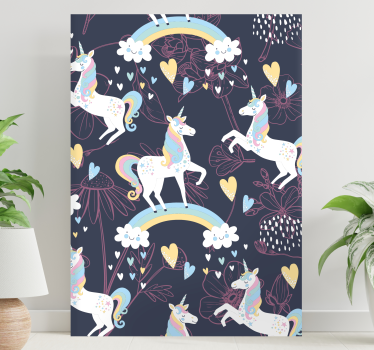 Dipinto unicorno incantevoli unicorni che giocano - TenStickers