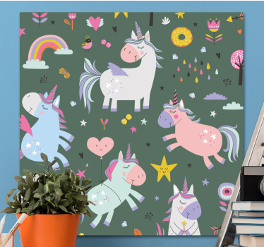 Dipinto unicorno parata di unicorni magici - TenStickers