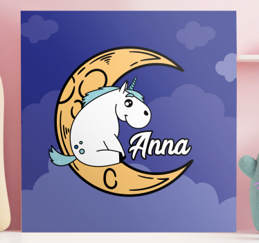 Dipinto unicorno scena della luna - TenStickers