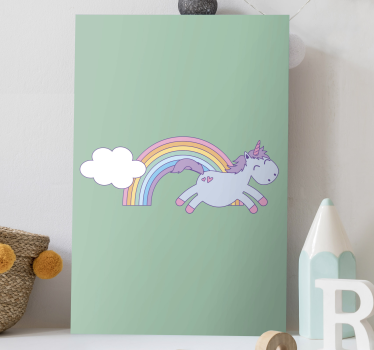 Dipinto unicorno unicorno felice che salta - TenStickers