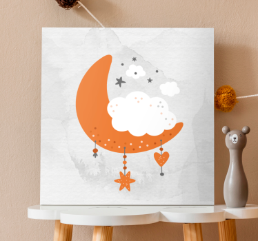 Quadri cameretta neonato luna nuvolosa appesa - TenStickers