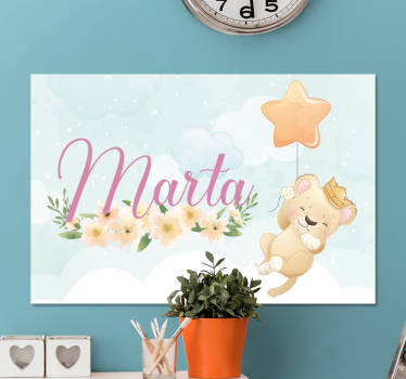 Quadri cameretta neonato palloncino leone carino - TenStickers