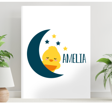 Quadri cameretta neonato pulcino assonnato luna - TenStickers