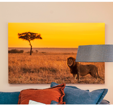 Quadro con animali Albero della savana selvaggia la sera - TenStickers