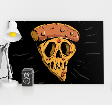 Dipinto con testo fetta di pizza teschio - TenStickers