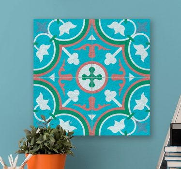 Dipinto vintage piastrella idraulica blu - TenStickers