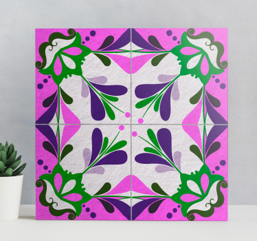 Dipinto vintage piastrella idraulica rosa - TenStickers
