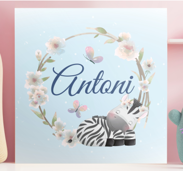 Quadri cameretta neonato disegno floreale zebra - TenStickers