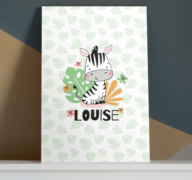 Quadri cameretta neonato illustrazione zebra personalizzata - TenStickers