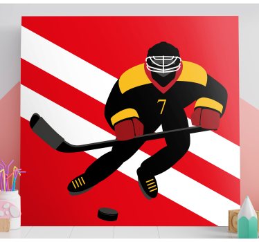 Quadro di persona Hockey su ghiaccio rosso e giallo - TenStickers