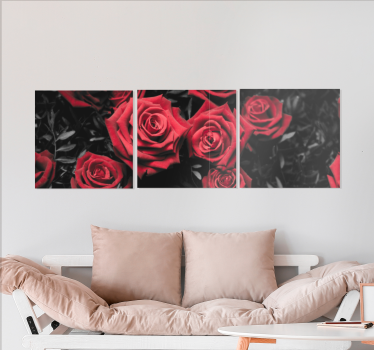 Quadro fiori Bianco e nero con rose rosse - TenStickers