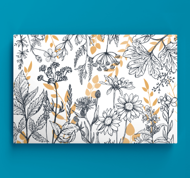Quadro fiori Variazione "glamour floreale" con oro - TenStickers