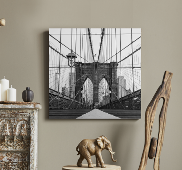 Quadro in 3D Ponte di brooklyn in bianco e nero - TenStickers