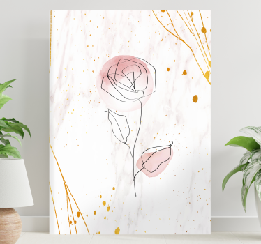 Quadro in 3D Rosa su sfondo dorato - TenStickers