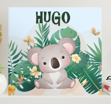 Quadro con koala cartoon e nome personalizzato - TenStickers