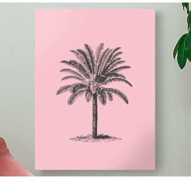 Quadro per sala da pranzo Disegno della palma rosa - TenStickers
