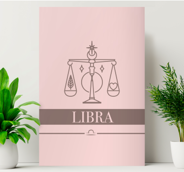 Quadro soggiorno Carta rosa bilancia segno zodiacale design - TenStickers