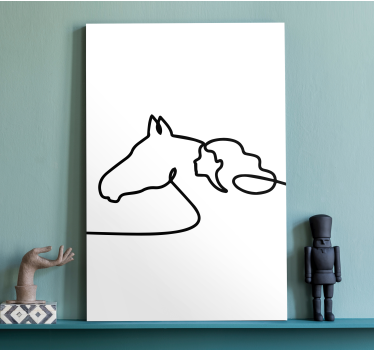 Quadro stampa cavallo Contorno di cavallo e ragazza - TenStickers