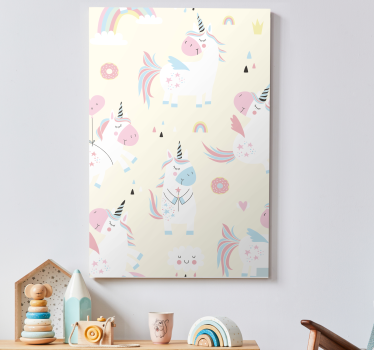 Dipinto unicorno modello di unicorni giocosi - TenStickers