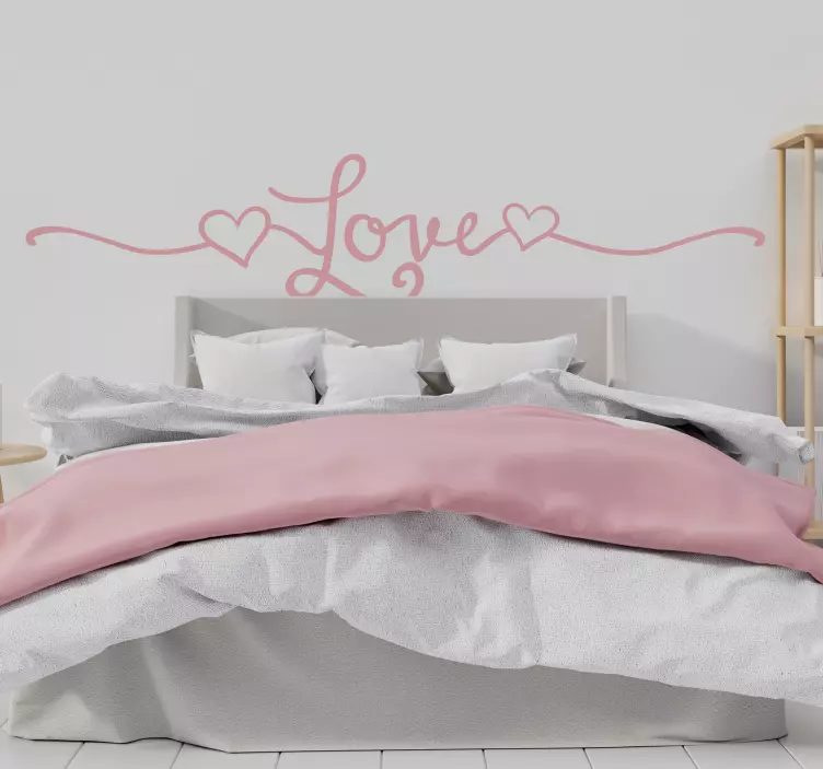 Adesivo a tema amore lineea con scritta love - TenStickers