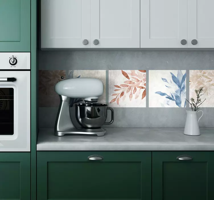 Adesivo per piastrelle motivo floreale ad acquerello - TenStickers