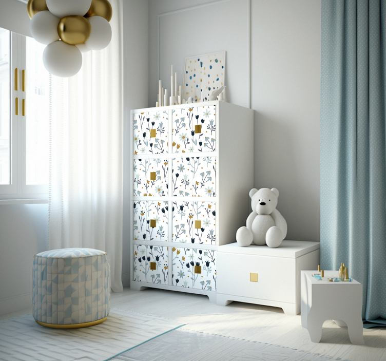 Carta adesiva per mobile fiori minimalisti - TenStickers