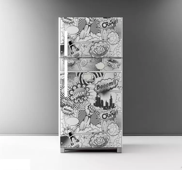 Adesivo per frigo vinilo comic en blanco y negro - TenStickers
