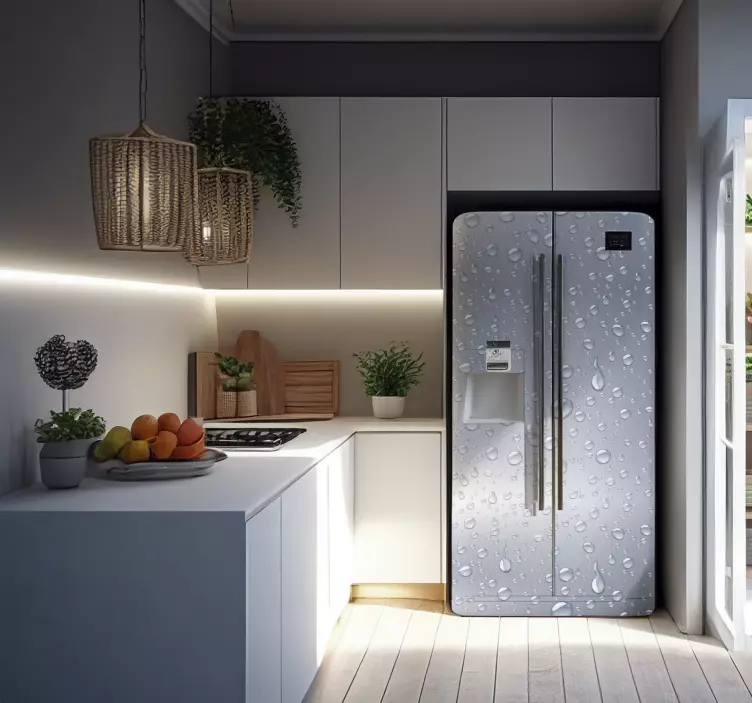 Adesivo per frigo vinilo texture grigio con gotas - TenStickers