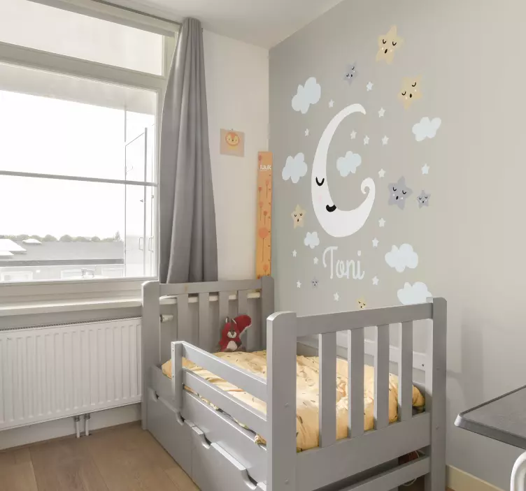 Sticker decorativo luna e stelle personalizzabile - TenStickers