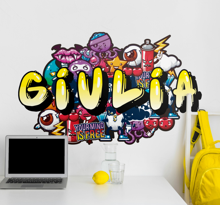 Sticker colorato di graffiti urban con nome - TenStickers