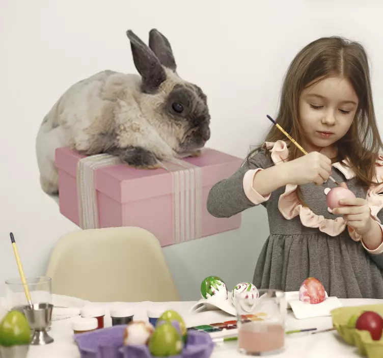 Adesivi animali coniglietto in regalo - TenStickers