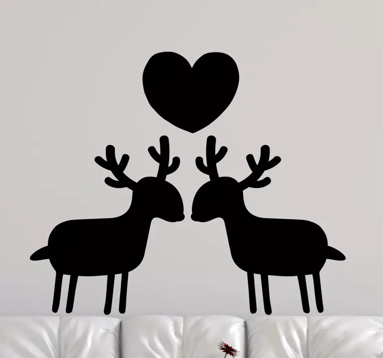 Adesivi animali cuore d'amore della renna - TenStickers