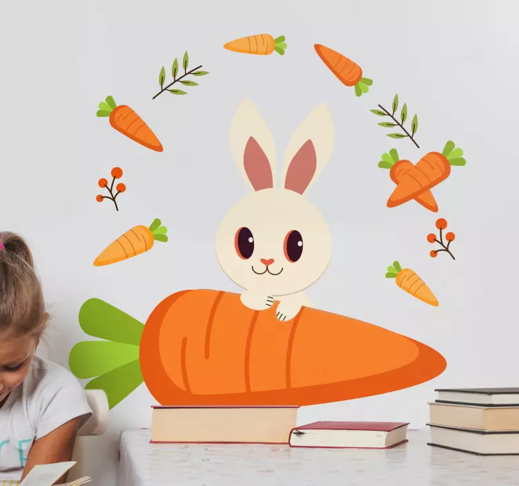 Adesivi animali per bambini coniglietto carota - TenStickers