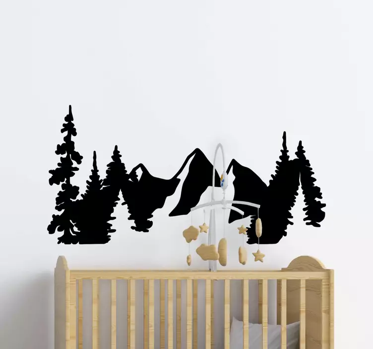 Adesivi animali per bambini silhouette di foresta montuosa - TenStickers