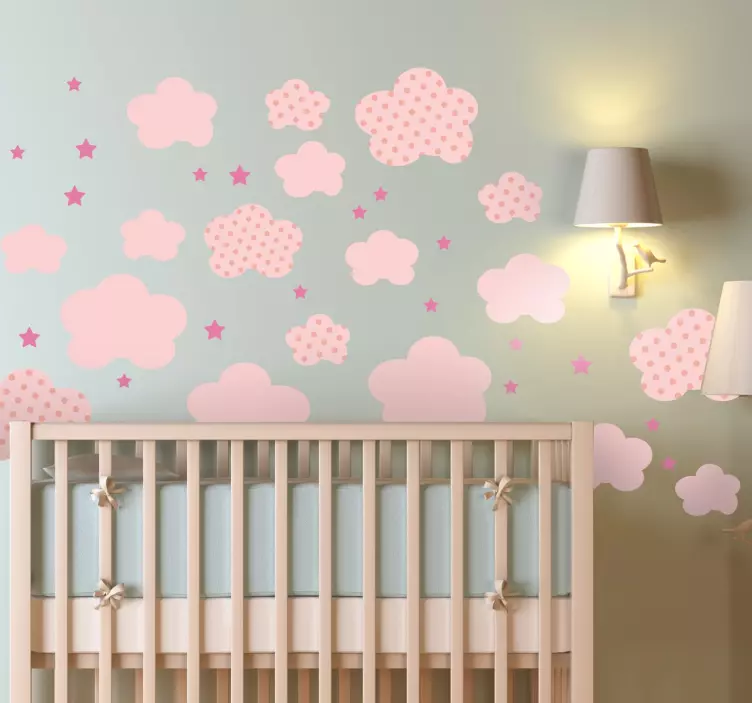 Adesivo murale con nuvole rosa per bambini - TenStickers