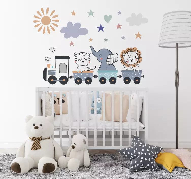 Adesivi murali illustrazioni animali felici addestrano - TenStickers