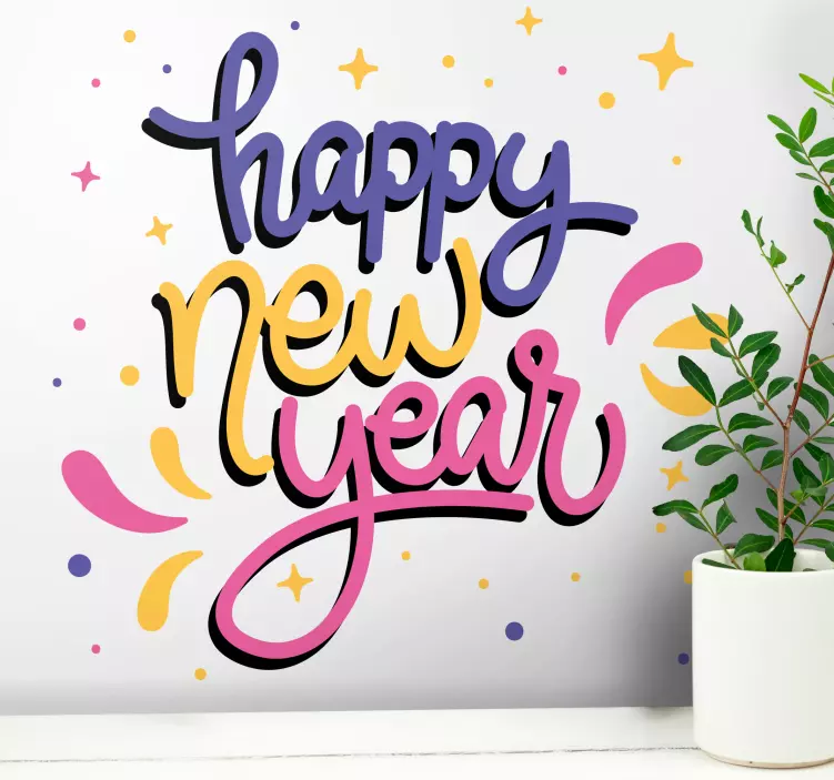 Adesivo natale auguri colorati di capodanno - TenStickers