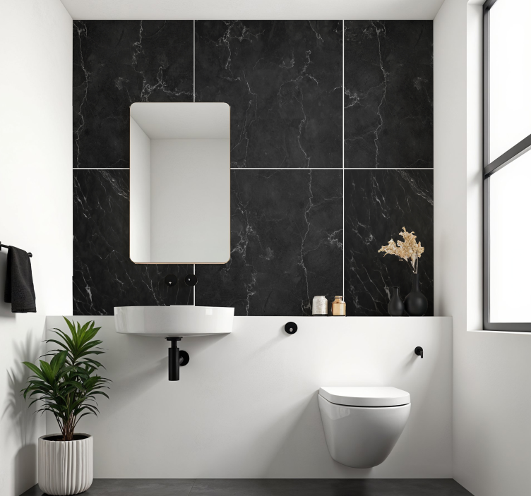 Adesivo bagno marmo nero - TenStickers