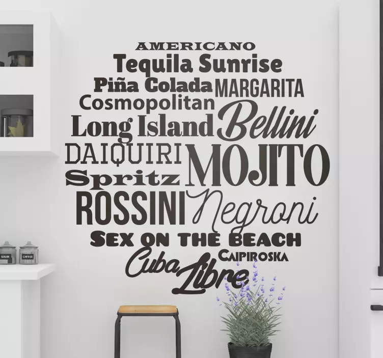 Stiloso sticker moderno con nomi cocktails - TenStickers